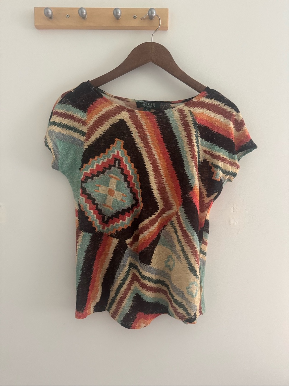 Lauren Ralph Lauren Multicolor Southwestern Short-Sleeve Knit Top
